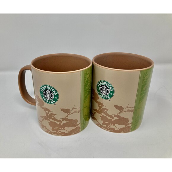 Two Starbucks Coffee Tea Mugs " Thanks to Manolo" Ceramic Mugs Brown Green 18 Oz - Picture 8 of 10